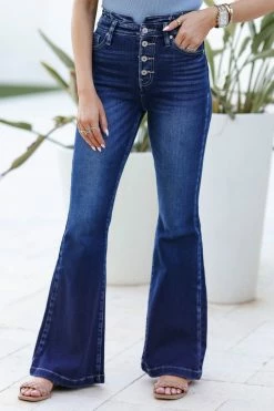 Bottoms KAN CAN Arlo High Rise Curvy Flare Jeans - Dark Wash