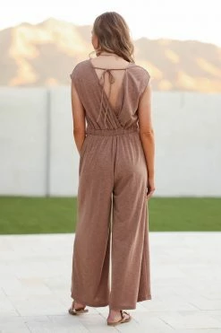 BL New Arrivals Uptown Girl Open Front Jumpsuit - Mocha