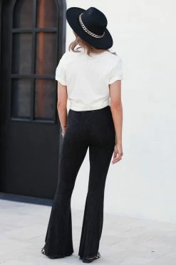 Blue Buttercup Joyride Mineral Wash Flare Pants - Black Bottoms