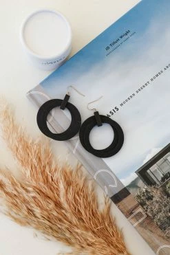 WW What Goes Around Hoop Earrings - Black New Arrivals