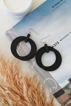 WW What Goes Around Hoop Earrings - Black New Arrivals