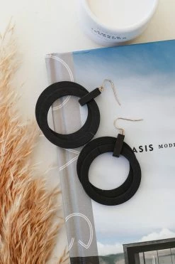 WW What Goes Around Hoop Earrings - Black New Arrivals