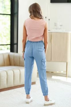 Love Tree Fashion Out & About Cargo Jogger Pants - Blue