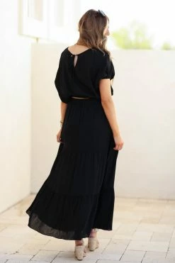 Charlotte Avery Weekend In Palm Springs Matching Top And Skirt - Black Tops