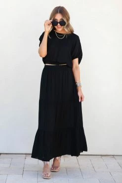 Charlotte Avery Weekend In Palm Springs Matching Top And Skirt - Black Tops