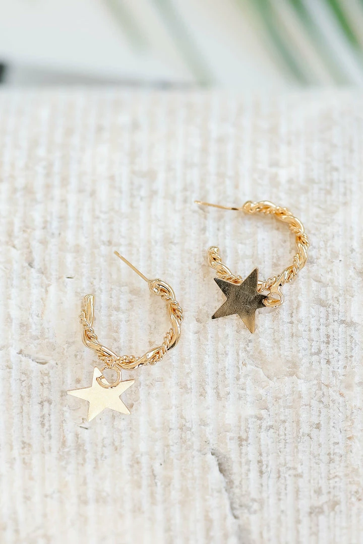 Treasure Jewels New Arrivals Starry Eyed Hoop Earring - Gold 5 Treasure Jewels New Arrivals Starry Eyed Hoop Earring - Gold
