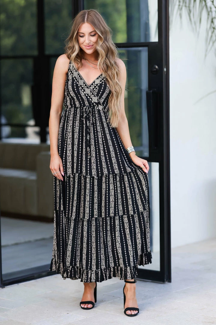 Angie Make Your Way Embroidered Maxi Dress - Black 7 Angie Make Your Way Embroidered Maxi Dress - Black