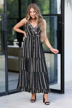 Angie Make Your Way Embroidered Maxi Dress - Black