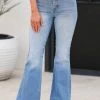 KAN CAN Arlo High Rise Curvy Flare Jeans - Light Wash