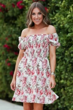 Hayden Los Angeles But First, Bubbly Floral Dress - Ivory