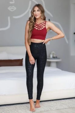 ZN New Arrivals Cool Off Seamless Triple Cross Bralette - Burgundy