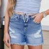 Zenana Addison Distressed Denim Shorts - Medium Wash