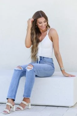 KAN CAN Edie High Rise Straight Leg Jeans - Light Wash New Arrivals