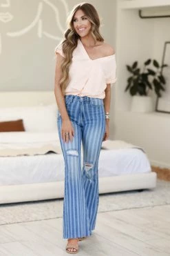 UMGEE Something Like That Distressed Tee - Blush Tops