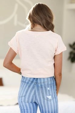 UMGEE Something Like That Distressed Tee - Blush Tops