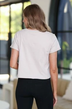 Charlotte Avery Neutral Territory Cropped Tee - Taupe New Arrivals