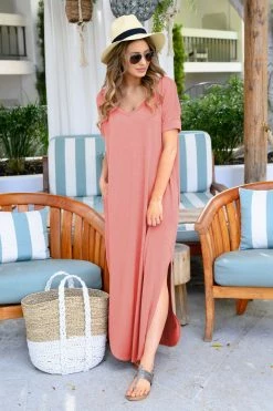 Zenana Dresses I'll Be By The Pool Maxi Dress - Dusty Rose