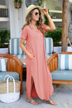 Zenana Dresses I'll Be By The Pool Maxi Dress - Dusty Rose