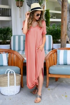 Zenana Dresses I'll Be By The Pool Maxi Dress - Dusty Rose