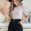 New Arrivals High Standards Puff Sleeve Top - Taupe 2 New Arrivals High Standards Puff Sleeve Top - Taupe