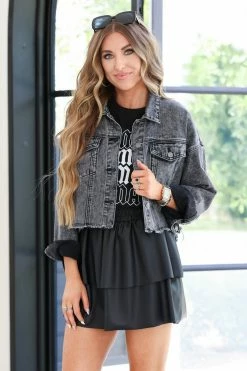 Andree Night Out In Nashville Denim Jacket - Black New Arrivals