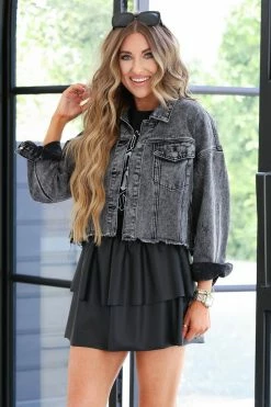 Andree Night Out In Nashville Denim Jacket - Black New Arrivals