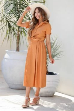 Hayden Los Angeles Summer Abroad Matching Top And Midi Skirt - Sand Small