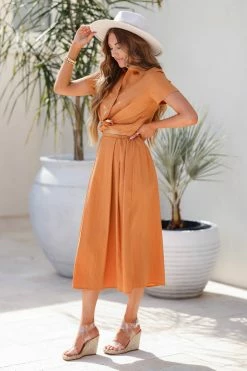 Hayden Los Angeles Summer Abroad Matching Top And Midi Skirt - Sand Small