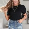 High Standards Puff Sleeve Top - Black New Arrivals