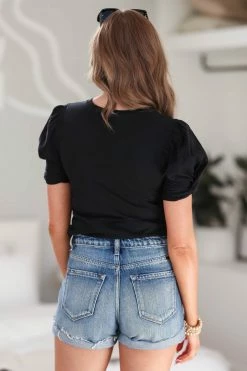 High Standards Puff Sleeve Top - Black New Arrivals