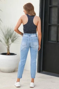 Zenana Grey Area Bodysuit - Blue Grey Tops