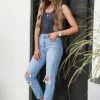 Zenana Grey Area Bodysuit - Blue Grey Tops