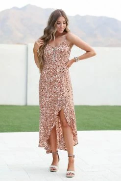 FL-01 CBRAND Every Heartbeat Dress - Peach New Arrivals
