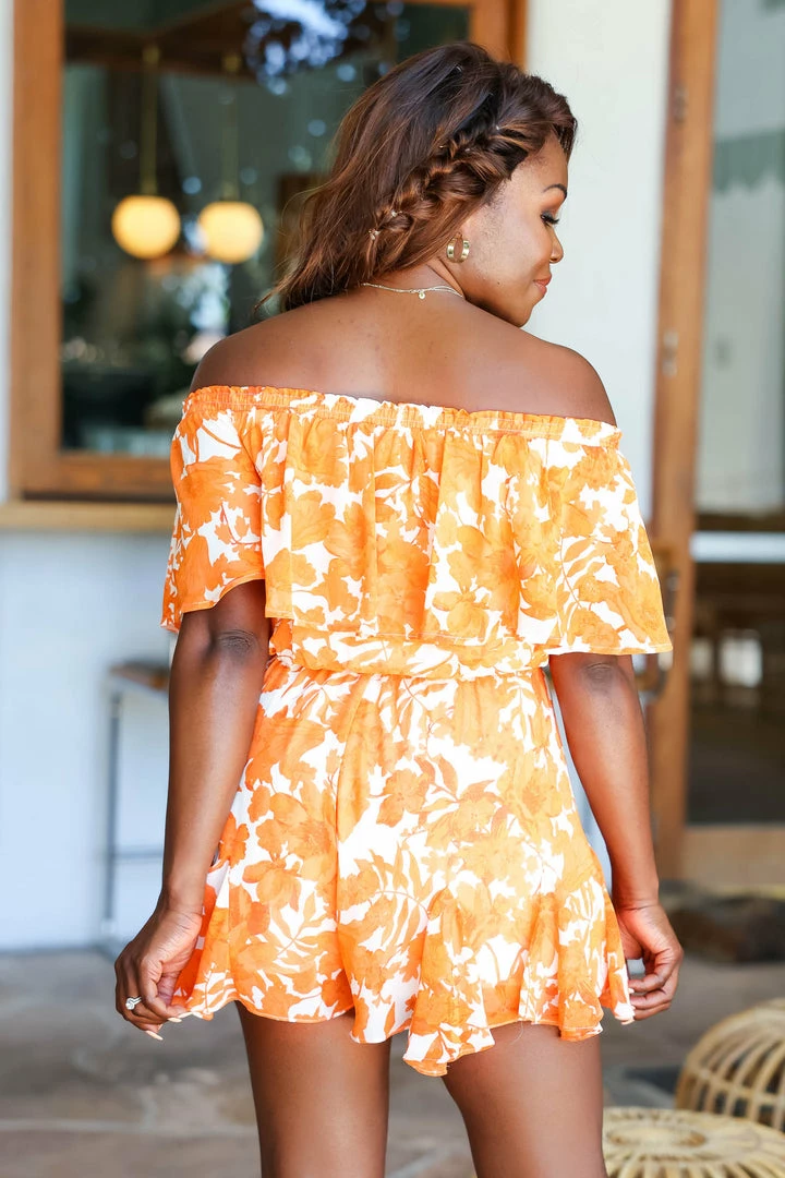 SugarLips Wallflower Off The Shoulder Romper - Tangerine Rompers + Jumpsuits 6 SugarLips Wallflower Off The Shoulder Romper - Tangerine Rompers + Jumpsuits