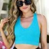 ZN New Arrivals Shine Bright Mineral Wash Crop Top - Ice Blue