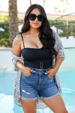 New Arrivals LA BLANCA Island Goddess Bandeau Mio Swimsuit - Black