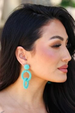 Treasure Jewels Cabana Handcrafted Interlocking Earrings - Turquoise