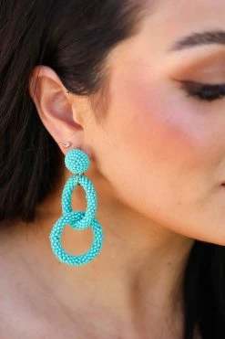 Treasure Jewels Cabana Handcrafted Interlocking Earrings - Turquoise