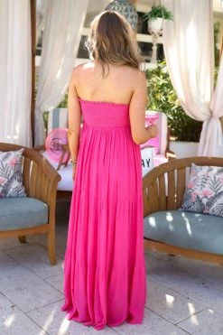 Entro Whisked Away Tie-Front Maxi Dress - Hot Pink Dresses 10 Entro Whisked Away Tie-Front Maxi Dress - Hot Pink Dresses