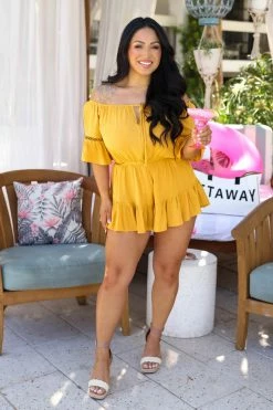 Dress Day New Arrivals Crazy For You Romper - Mustard