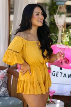 Dress Day New Arrivals Crazy For You Romper - Mustard