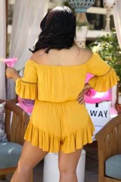 Dress Day New Arrivals Crazy For You Romper - Mustard