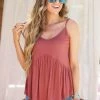 MTS Common Ground Babydoll Tank Top - Marsala