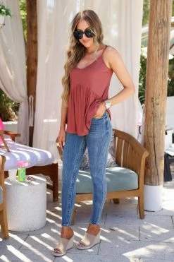 MTS Common Ground Babydoll Tank Top - Marsala