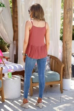 MTS Common Ground Babydoll Tank Top - Marsala