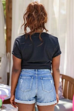 Zenana Bottoms Mia Cuffed Denim Shorts - Medium Wash 9 Zenana Bottoms Mia Cuffed Denim Shorts - Medium Wash