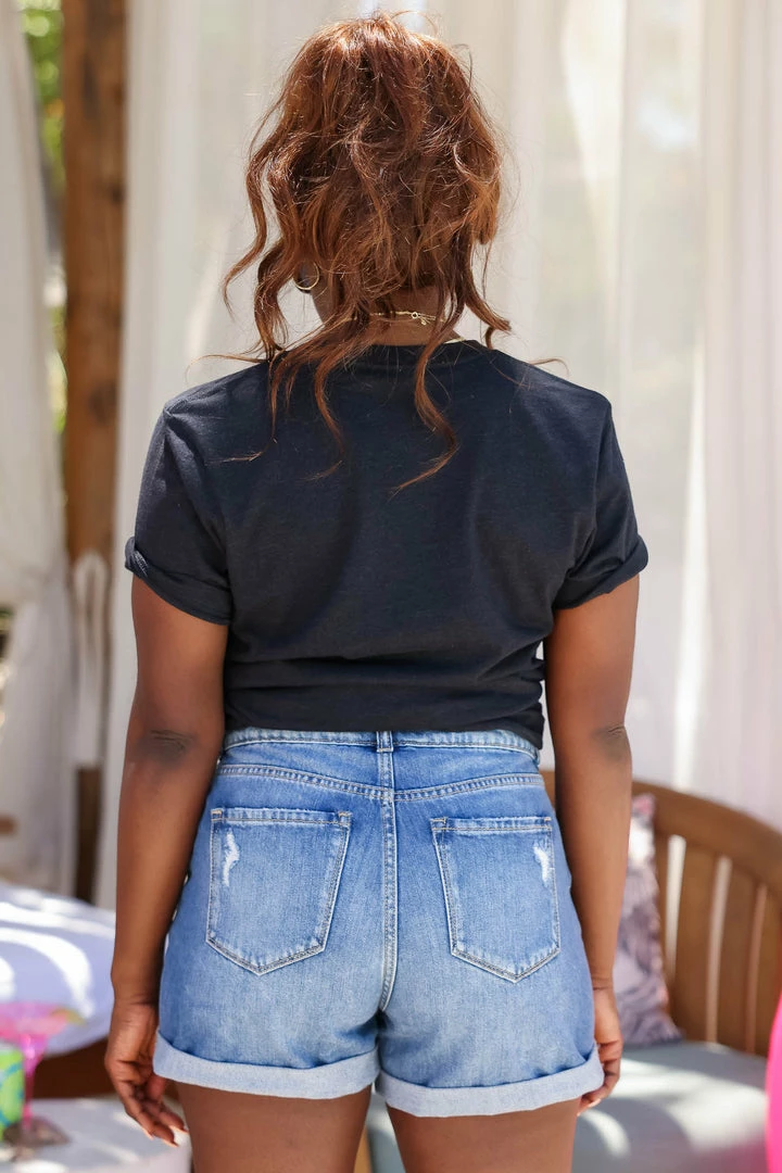 Zenana Bottoms Mia Cuffed Denim Shorts - Medium Wash 5 Zenana Bottoms Mia Cuffed Denim Shorts - Medium Wash