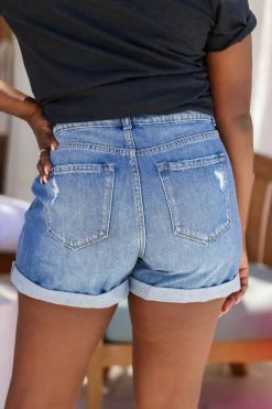Zenana Bottoms Mia Cuffed Denim Shorts - Medium Wash 11 Zenana Bottoms Mia Cuffed Denim Shorts - Medium Wash