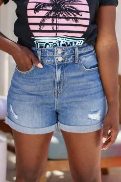 Zenana Bottoms Mia Cuffed Denim Shorts - Medium Wash 8 Zenana Bottoms Mia Cuffed Denim Shorts - Medium Wash