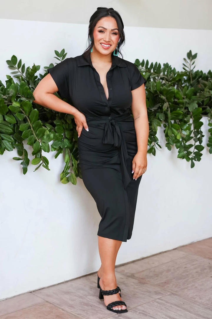 DD Mind Your Business Button Down Dress - Black Dresses 3 DD Mind Your Business Button Down Dress - Black Dresses